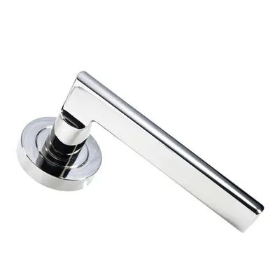 PAIR Straight Plinth Mounted Lever on Round Rose Concealed Fix Polished Nickel