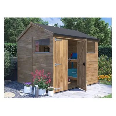 Dunster House Wooden Garden Shed 2.4m x 2.4m Outdoor Storage Building Overlord with Apex Roof an