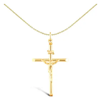 Jewelco London 9ct Yellow Gold INRI Crucifix Cross Pendant - JPX013