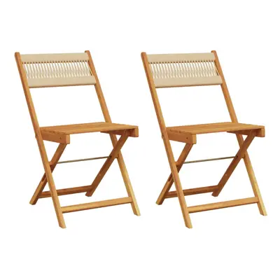 (beige, pcs) vidaXL Bistro Chairs Outdoor Dining Chair Solid Wood Acacia and Polypropylene