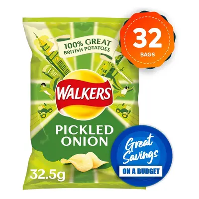 32 x Walkers Crisps Box Pickled Onion 32.5g