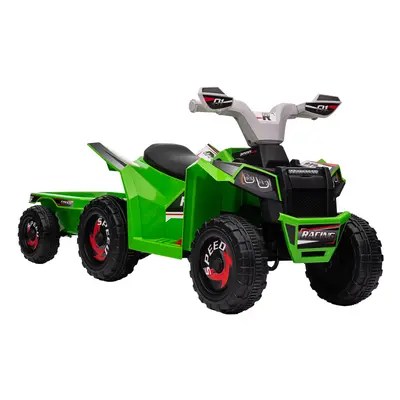 HOMCOM Electric Quad Bike, 6V Kids Ride-On ATV with Back Trailer - Green