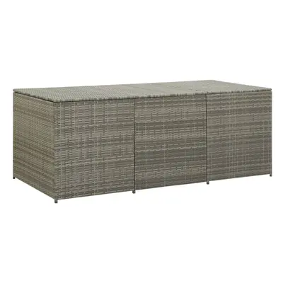 vidaXL Garden Storage Box Poly Rattan Grey Outdoor Garden Cushion Boxes Bench