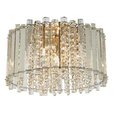 Flush Ceiling Light Clear Crystal & Chrome Plate x 28W G9 clear capsule