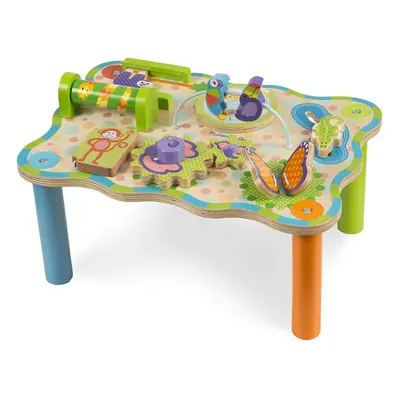 Melissa & Doug First Play Jungle Wooden Activity Table, Baby and Toddler Toy, Sturdy Wooden Cons