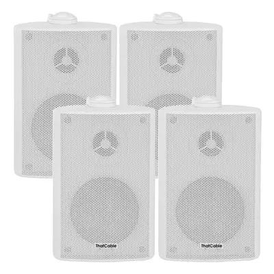 4x 60W White Outdoor Rated Garden Wall Speakers Wall Mounted HiFi 8Ohm & 100V