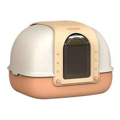 (Orange) Cat Litter Box Double-Sided Flap Fully Enclosed Cat Bedpans