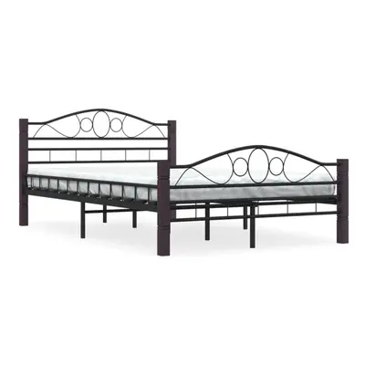 vidaXL Bed Frame Black Metal 140x200cm Double Bedroom Slatted Base Furniture