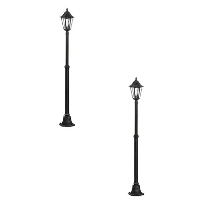 2 PACK IP44 Outdoor Bollard Light Black & Silver Lantern 2000mm Post 60W E27