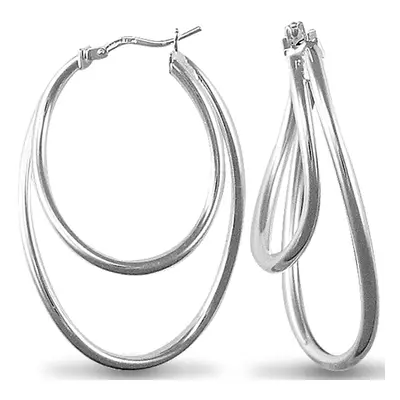 Jewelco London Sterling Silver formed Hoop Earrings - Ladies - AER029