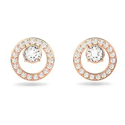 Swarovski Creativity stud earrings, Circle, White, Rose gold-tone plated