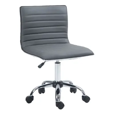 HOMCOM Armless Mid-Back Adjustable Office Chair with Swivel Dark Grey