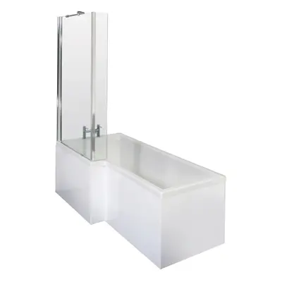 1700mm Left Hand Shape Square Shower Bath, Bath Shower Screen and Front Panel