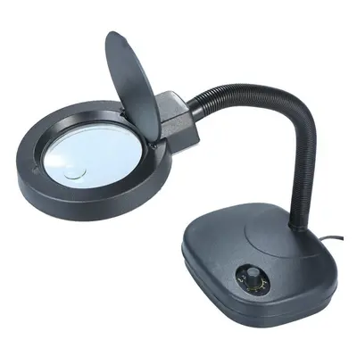 (US) Bench Magnifier 10x/5x 3/8 Diopter Flexible Gooseneck LED Table Desktop Magnifying Glass La