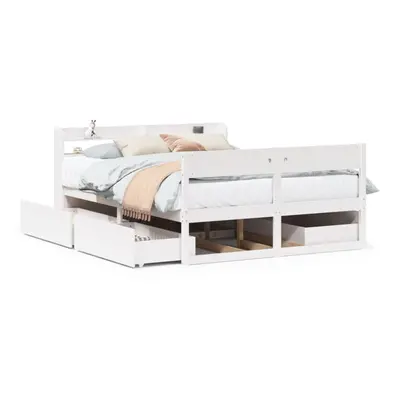 vidaXL Bed Frame without Mattress Bed Base White Small Double Solid Wood Pine