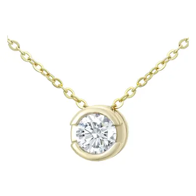 Jewelco London 9ct Yellow Gold Round 15pts Diamond Solitaire Solitaire Necklace inch 46cm - PP0A