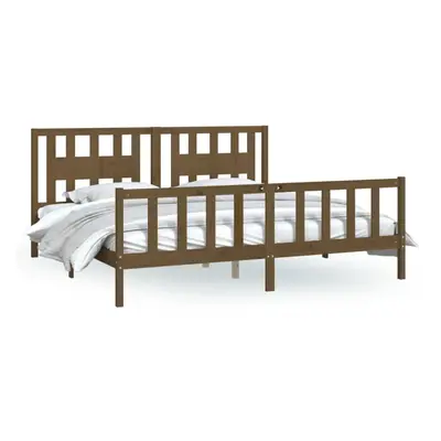 (honey brown, x cm) vidaXL Bed Frame with Headboard Solid Wood Pine Bed Base Mattress Foundation