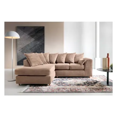 (Brown, Left Facing) Jumbo Cord Corner Sofa