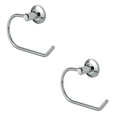 2x Round Bar Bathroom Toilet Roll Holder on Rose Concealed Fix Polished Chrome