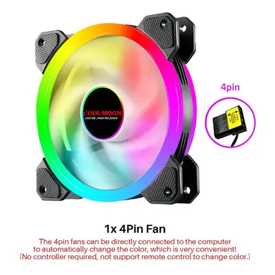 (1x 4PIN Fan) 120mm Computer PC Cooler Cooling Fan RGB LED Multicolor-mode Quiet Chassis Fan Wit