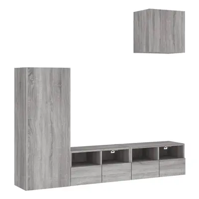 (grey sonoma) vidaXL TV Wall Units Piece Floating TV Wall Unit TV Stand Engineered Wood