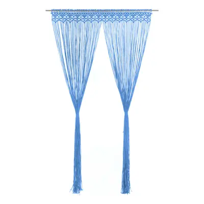 vidaXL Macrame Curtain Blue 140x240 cm Cotton Shade Drape Translucent Blind