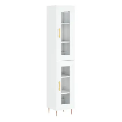 (high gloss white, glass door) vidaXL Highboard Sideboard Cupboard Storage Cabinet Smoked Oak En