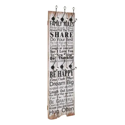 vidaXL Wall-mounted Coat Rack with Hooks 120x40cm FAMILY RULES Hanger Holder