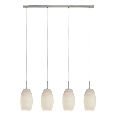 Pendant Light Satin Nickel Shade White Glass Wiping Technique Bulb E27 4x40W