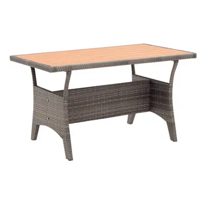 vidaXL Garden Table Grey Poly Rattan Outdoor Patio Dining Dinner Table Desk