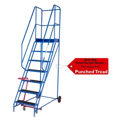 7 Tread Mobile Warehouse Stairs Punched Steps 2.75m EN131 BLUE Safety Ladder