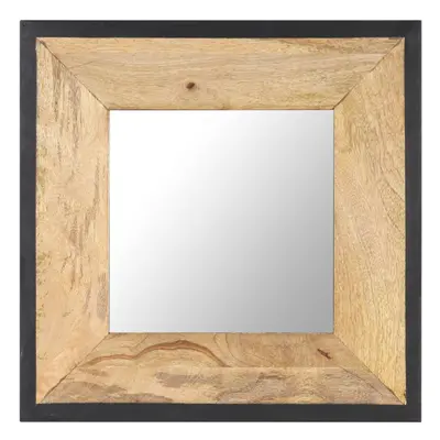 vidaXL Solid Mango Wood Mirror 50x50 cm Home Decor Wall Mounted Makeup Mirror