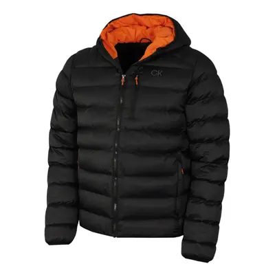 (L, Black/Orange) Calvin Klein Mens San Gabriel Woven Jacquard Padded Jacket