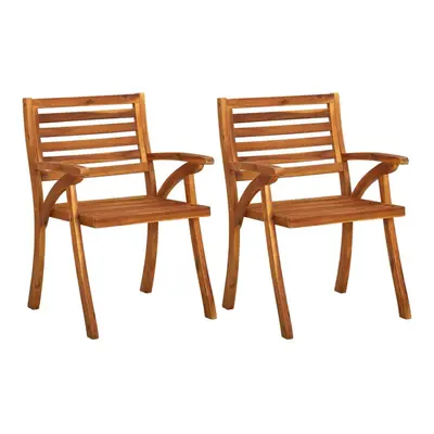 vidaXL 2x Solid Acacia Wood Garden Chairs Dining Garden Armchairs Outdoor