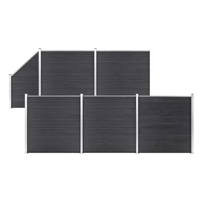 vidaXL WPC Fence Set Square+1 Slanted 965x186cm Grey Barrier Panel Screen