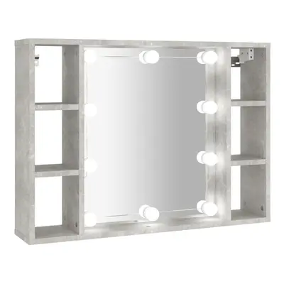 (Concrete grey) vidaXL Mirror Cabinet with LED Washroom Storage Cabinet Bathroom Vanity Unit