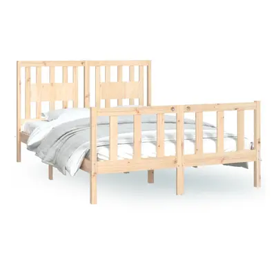 (brown, x cm) vidaXL Bed Frame with Headboard Solid Wood Pine Bed Base Mattress Foundation