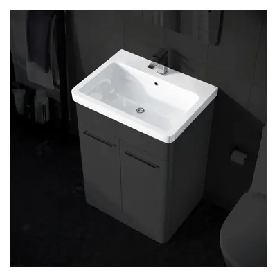 600mm White Ceramic Mid-Edge Basin comes with Single Tap Hole and Overflow