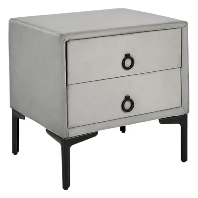 2 Drawer Bedside Table SEZANNE Velvet Light Grey