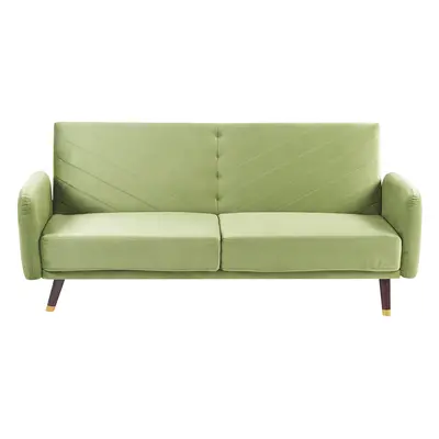 Velvet Fabric Sofa Bed Olive Green SENJA