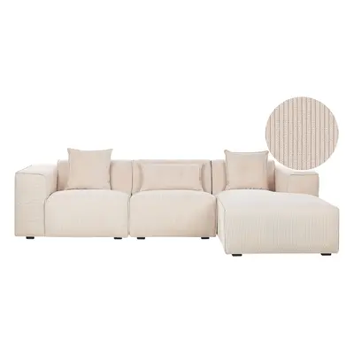 Corner Sofa DOLVA Corduroy Beige Left Hand