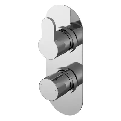 Round Concealed Thermostatic Twin Shower Valve (1 Outlet) - Chrome