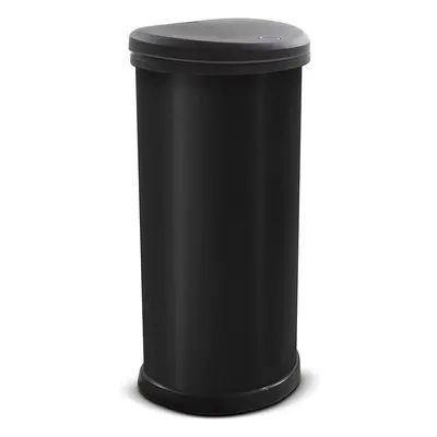 Curver Metal Effect Plastic One Touch Deco Bin, Black, Litre