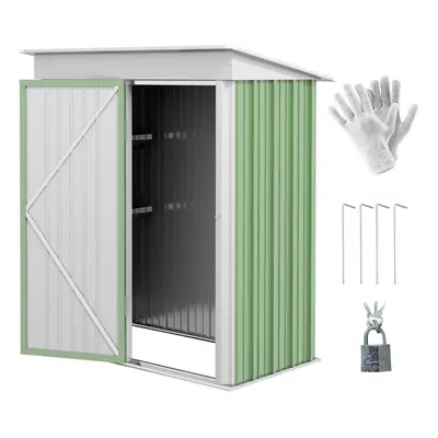 Outsunny Steel Garden Shed, Small Lean-to Shed for Bike, 5x3 ft, Green