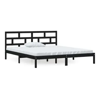 (black, x cm) vidaXL Bed Frame Bed Base Bedstead Bedroom Mattress Foundation Solid Wood Pine