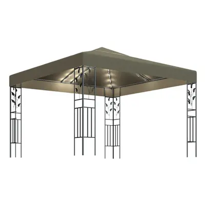 vidaXL Gazebo with LED String Lights 3x3 m Taupe g/mÂ² Outdoor Sunshade Tent