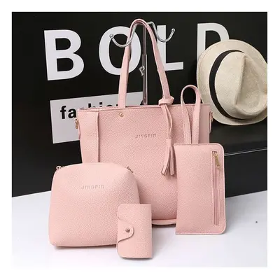 (Pink) PCS Handbags Tassel Shoulder Bags Elegant Clutches Bags Wallets Card Holder