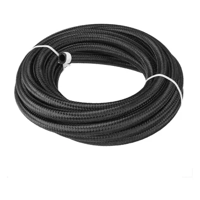 (Black, AN6) 20FT Fuel Hose Oil Gas Line Nylon Stainless Steel Braided Silver Black