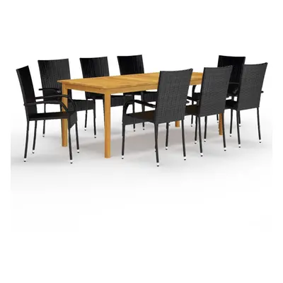 vidaXL Garden Dining Set Piece Black Patio Outdoor Dinner Table and Chairs