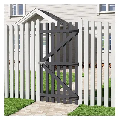 (90*180cm) Grey Flower Garden Vegetable Garden Wood Fence Gate Backyard Pedestrian Gate with Lat